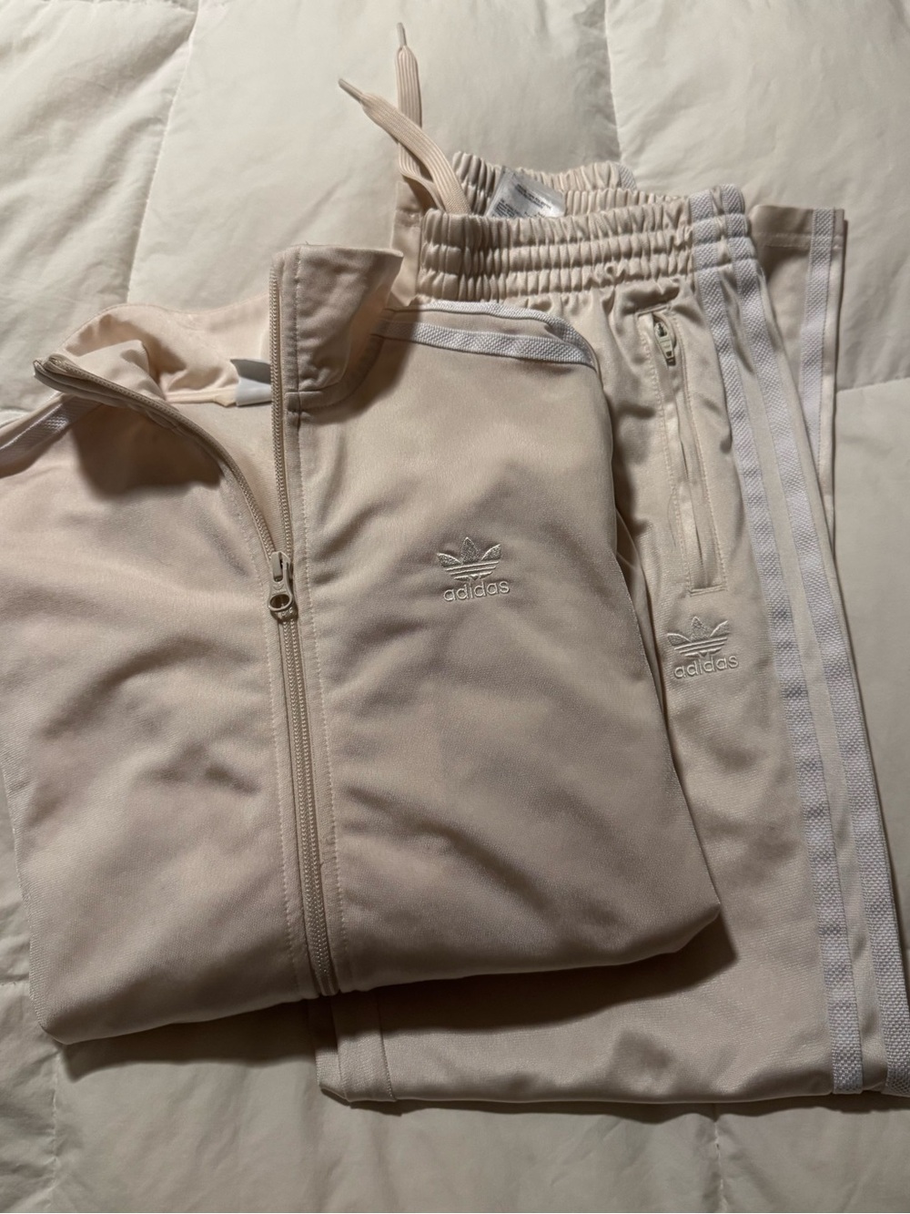 adidas Kids Cream/Off-White Track Jacket & Pants Set